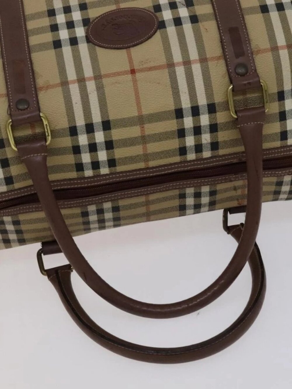 Burberrys Nova Check Boston Bag PVC Leather 2way Beige Auth ac3563 - Picture 8 of 16